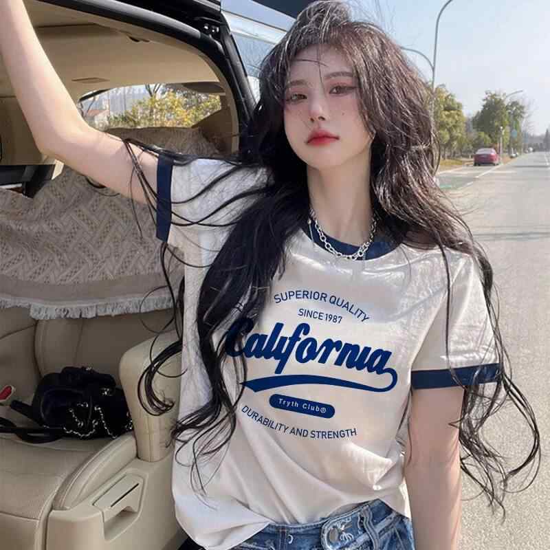 Tシャツ レディース 特大サイズ ゆったり 夏用 薄手 綿100% 切り替えカラー コントラストカラー ビビッドカラー カジュアル トップス 普段使い 軽量 吸湿性 短袖 ビッグシルエット