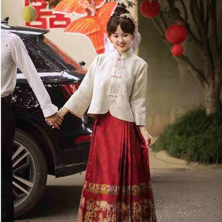 マメンスカート レディース 秋 赤 高級感 中国風 新娘礼服 敬酒ドレス 小柄対応 伝統ウェディング エレガント フォーマル パーティー 結婚式用 スリット 慶事ウェア 5,514円