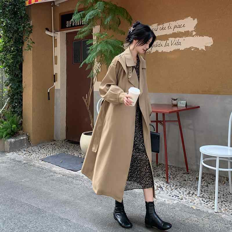 レディース カーキ 中長丈 トレンチコート 年月 心地よい 雅びやか 御前上等感 アウター 日常使い走り