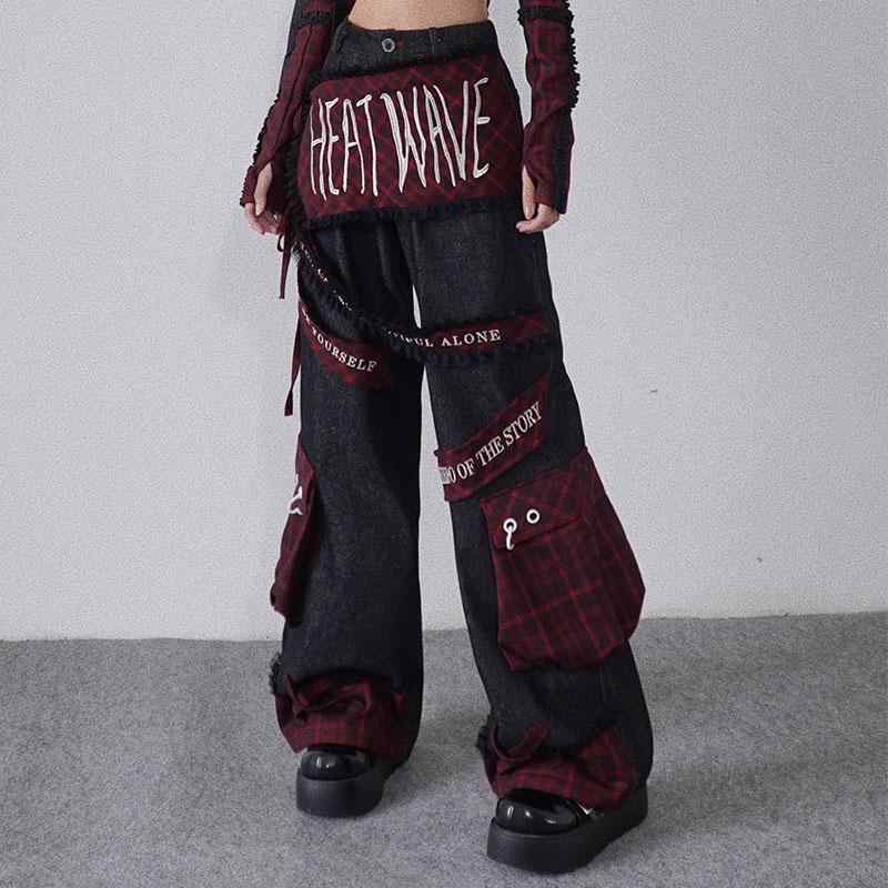 メンズ ジーンズ デニム カーゴパンツ 刺繍 重厚 加工 多ポケット ユニーク 個性的 スタイル カジュアル ファッション 普段使い アウトドア コットン｜リバーパディ