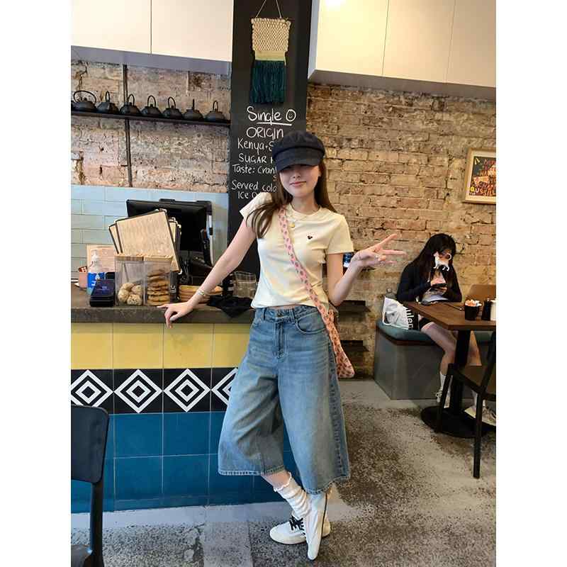 レディース デニムパンツ 七分丈 ゆったりシルエット スタイリッシュ 高級感 リラックスフィット カジュアル 普段使い デニム素材 モードスタイル