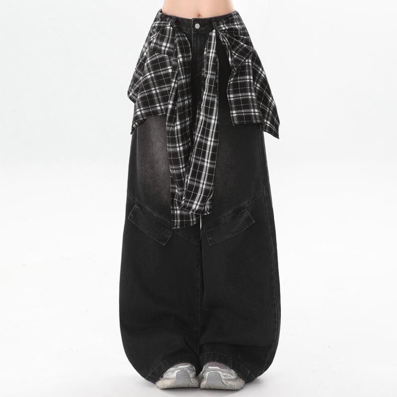 デニムパンツ レディース 夏用 取り外し式 ヒップカバー ゆったり ストレートレッグ 個性 ストリートダンス スタイル カジュアル デニム素材 コットン混 快適 軽量 伸縮性 7,019円