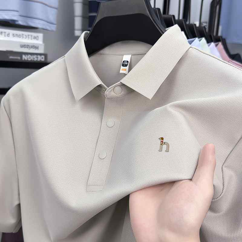 ポロシャツ メンズ 短袖 接触冷感 夏用 吸湿速乾 軽量 カジュアル トップス 綿混 コットン ブラック ネイビー グレー 通勤 普段使い