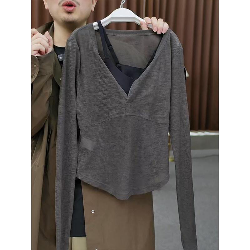 長袖Tシャツ レディース 薄手 UVカット 接触冷感 半開き襟 ゆったり 短め丈 夏用 エアコン対策 トップス 吸湿速乾 軽量 日常使い