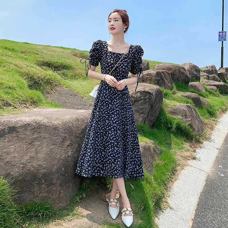 衣裳 レディース 夏用 シフォン 花柄 真四角のど首 御膳上等感 雅びやか フレンチ表現スタイル 口さかしい 冷やりとした 普段使い走り お上さんらしい 影ぼうし お花刷り上げる ホンブルグ帽原料品