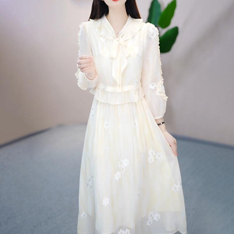 ワンピース レディース 春夏 小花柄 シフォン素材 高級感 軽量 透け感 フェミニン スタイル プリント ドレス 7,937円