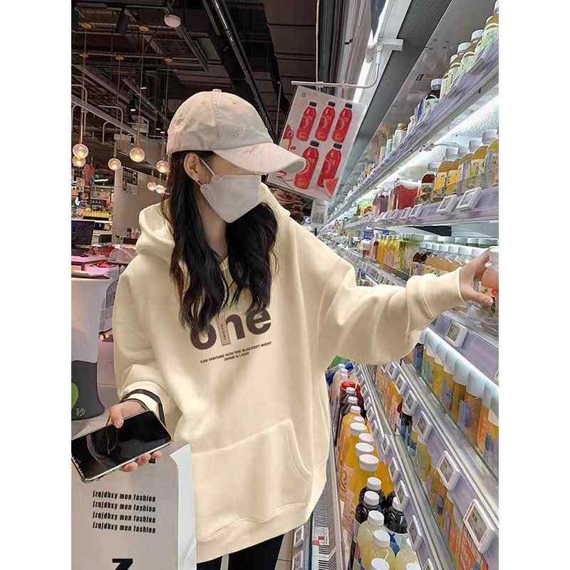 フーディー レディース 杏色 秋 ゆったり スリム見え 中長丈 厚手 アウター カジュアル トップス 暖か 日常使い コットン混