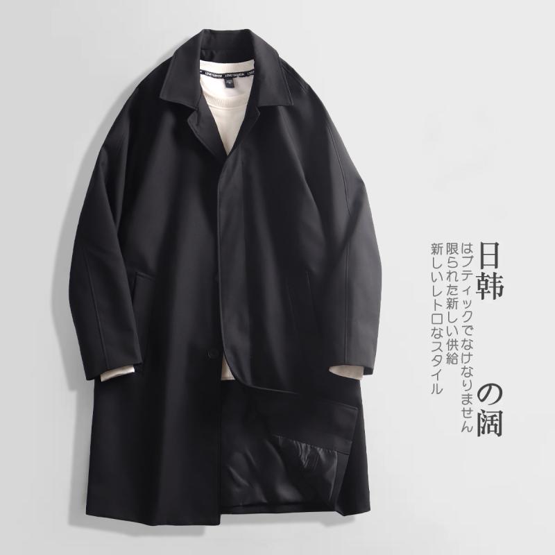 トレンチコート メンズ 秋 レトロ 日系 分かりやすい 中長丈 心地よい 通い用 シングル乳ぶさ ダブル襟 アウター 上衣