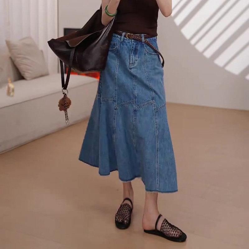 レディース スコート 青碧 レトロ ジーンズ MIDI丈 夏用 ゆったり A伝達ルート 流行り物  座標し分かりやすい か細い成り行き 体型取りまかなう 心地よい 普段使い走り 軽さ 伸縮性