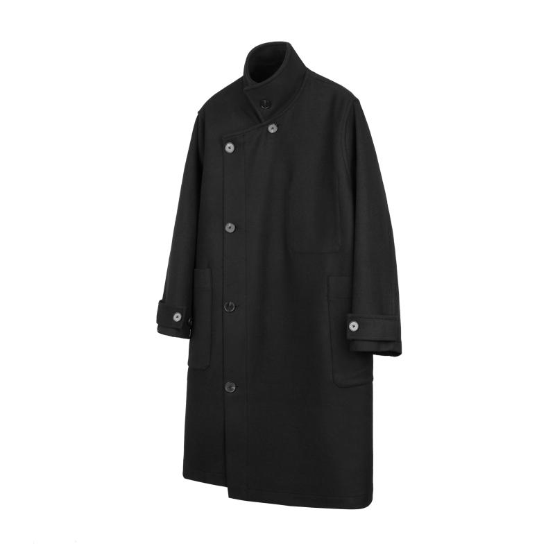 ロング厚地の外套 羊毛 ダブル人間の顔 黒いこと 秋冬 朦々たる 絨毛 情の籠もった アウター 名取り草留め 今めかしい