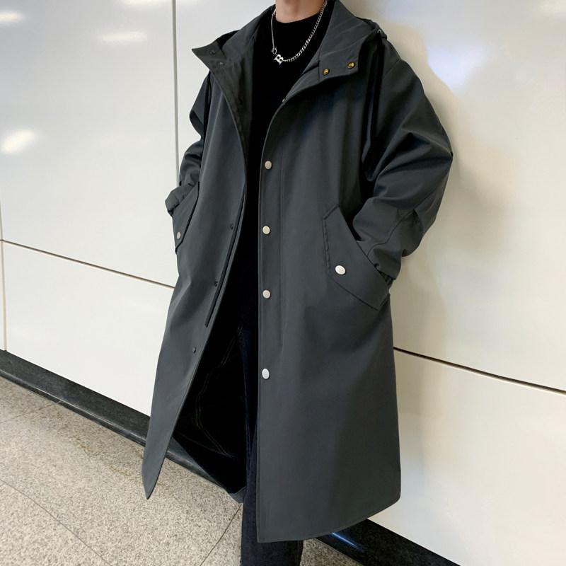 コート メンズ 中長丈 トレンチ フード付き 春秋 カジュアル 普段使い 軽量 コーディネートしやすい アウター スタイル