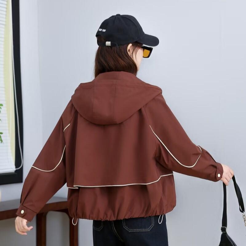 トレンチコート レディース 春 韓国 リラックス フィット 短丈 フード付き 小柄対応 カジュアル ビビッド カラー ジャケット アウター 街着 普段使い 軽量 通勤 レジャー