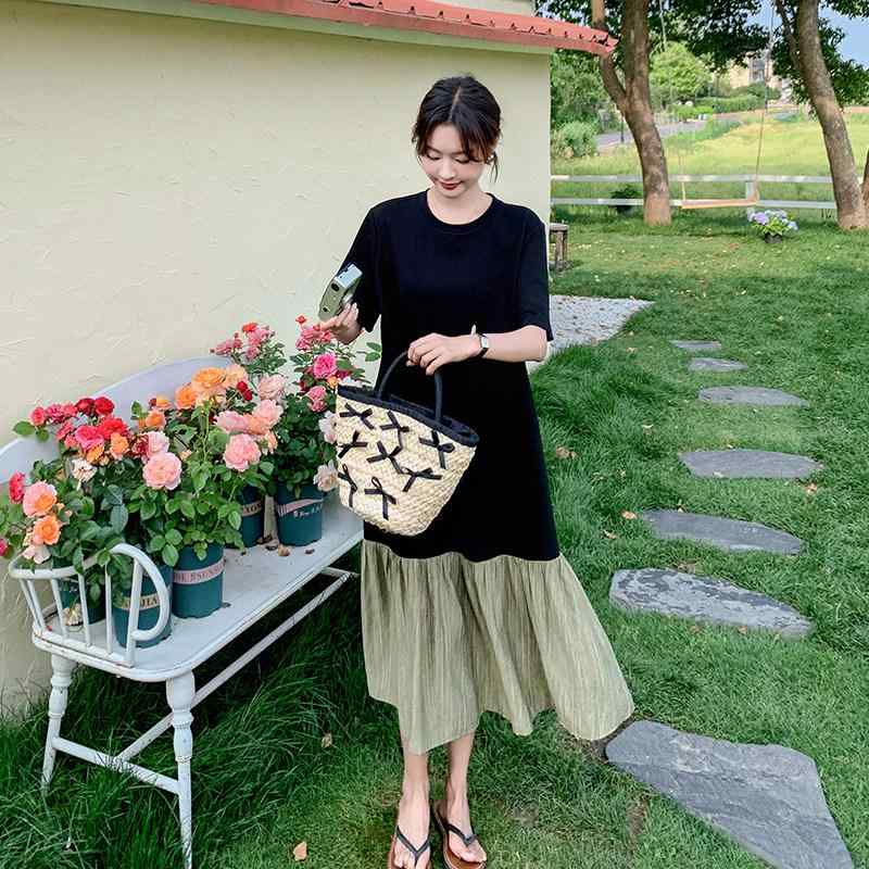 衣装 レディース 夏 黒いこと うつり変わり プルオーバー ロング ゆったり 心地好い 伸び伸びする ひな型 個人的特徴的 飛び切り感 か細い 普段使い