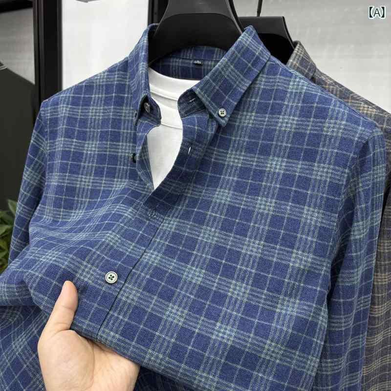 シャツ メンズ 長袖 100%綿 厚手 両面起毛 暖か 柔らかい カジュアル チェック柄 ノンアイロン 高級感 秋用 トップス 日常使い