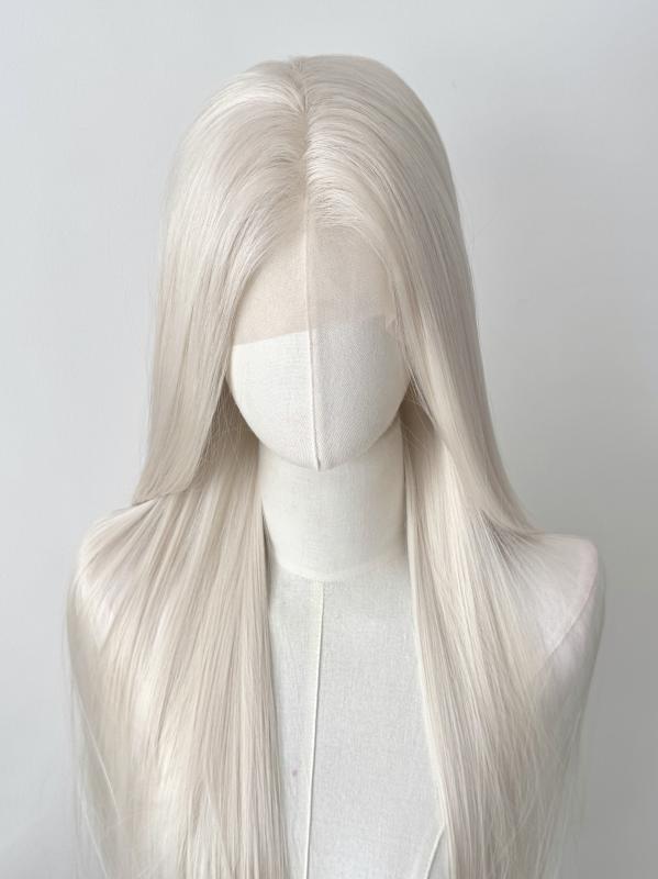 ウィッグ ロング髪の毛 手編み スピード競技前髪 プラチナ色つや 象牙色 コスプレ用 組みあわせる毛 大まか危急存亡の時 気どらずにスタイリング フルウィッグ つけ毛 軽さ 日常使い走り ハロウィン 寄り合い 仮面舞踏会 頭付き 音の大きさ繰り上げる