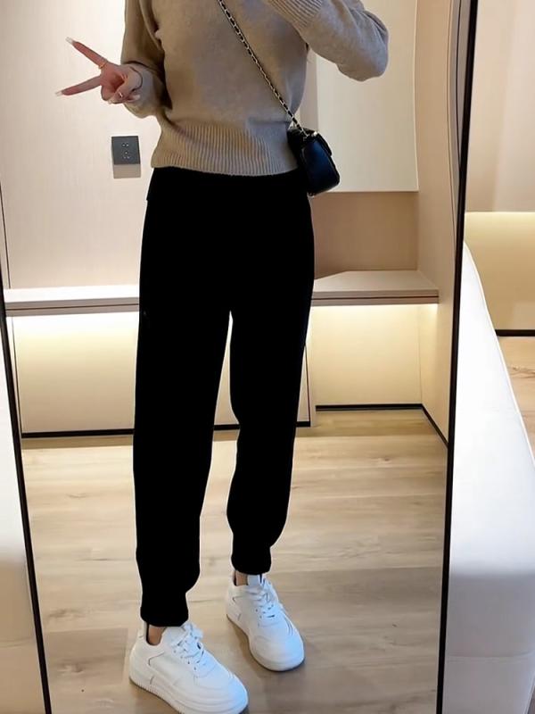 スウェットパンツ レディース 黒 ストレート ゆったり スリム 絞り足 ハーレム カジュアル 普段使い 春 軽量 伸縮性 吸湿速乾