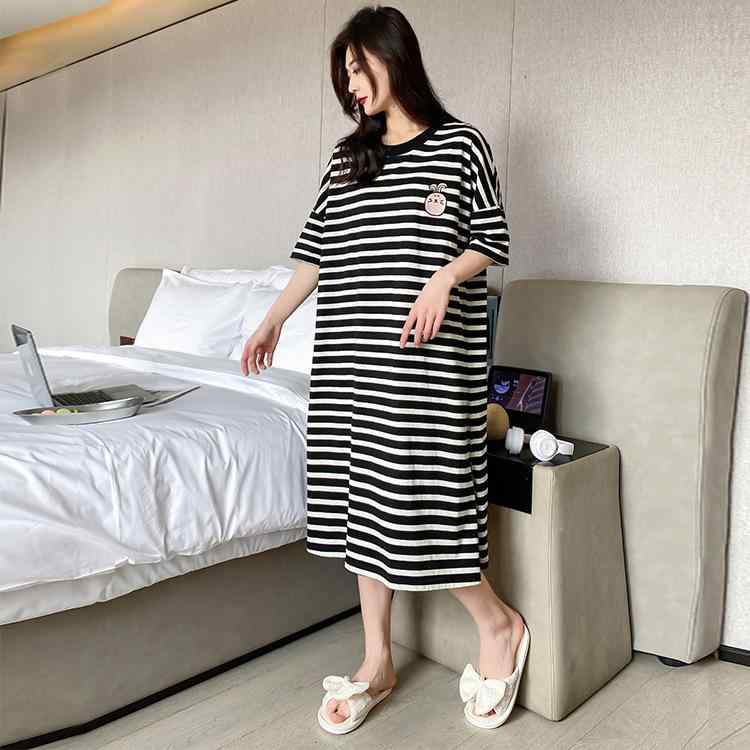 レディース 夏秋 ワンピース ドレス ルームウェア 寝間着 ホームウェア 女性用 大きいサイズ ゆったり 肥大対応 短袖 刺繍 韓国 かわいい 綿素材 吸湿速乾 接触冷感 室内着 くつろぎ ピンク系 アイボリー ビッグシルエット 軽量 伸縮性