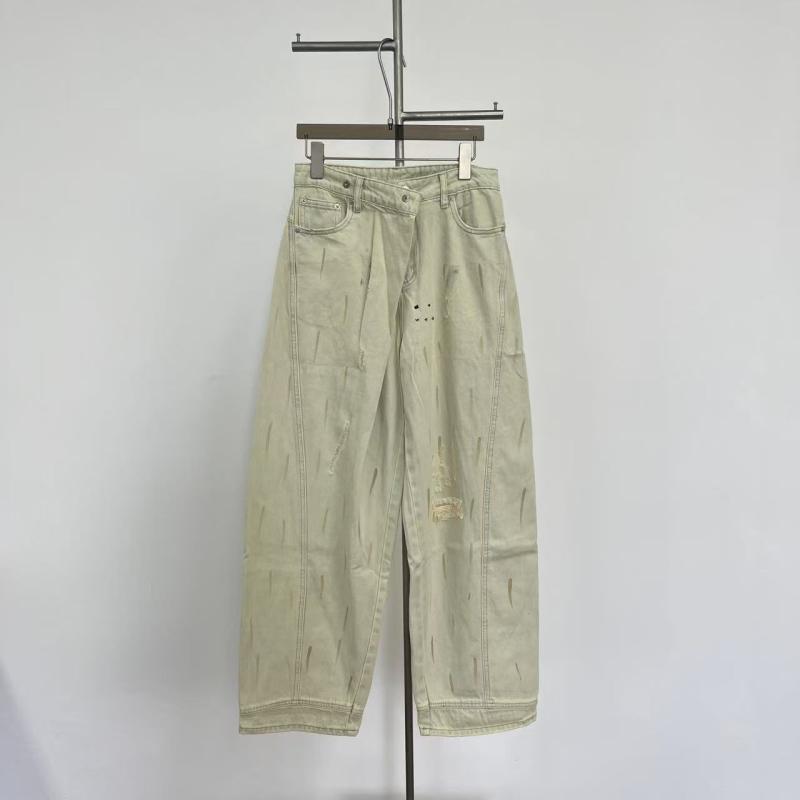 レディース デニムパンツ 褪色ブルー プリーツ 破れ ロング丈 夏用 ライトブルー フレア ストリーム 軽量 伸縮性 吸湿速乾 カジュアル 普段使い ストリートファッション ハイウエスト ビッグシルエット コットン 再生繊維 インディゴ ブルー系 春夏 |リバーパディ