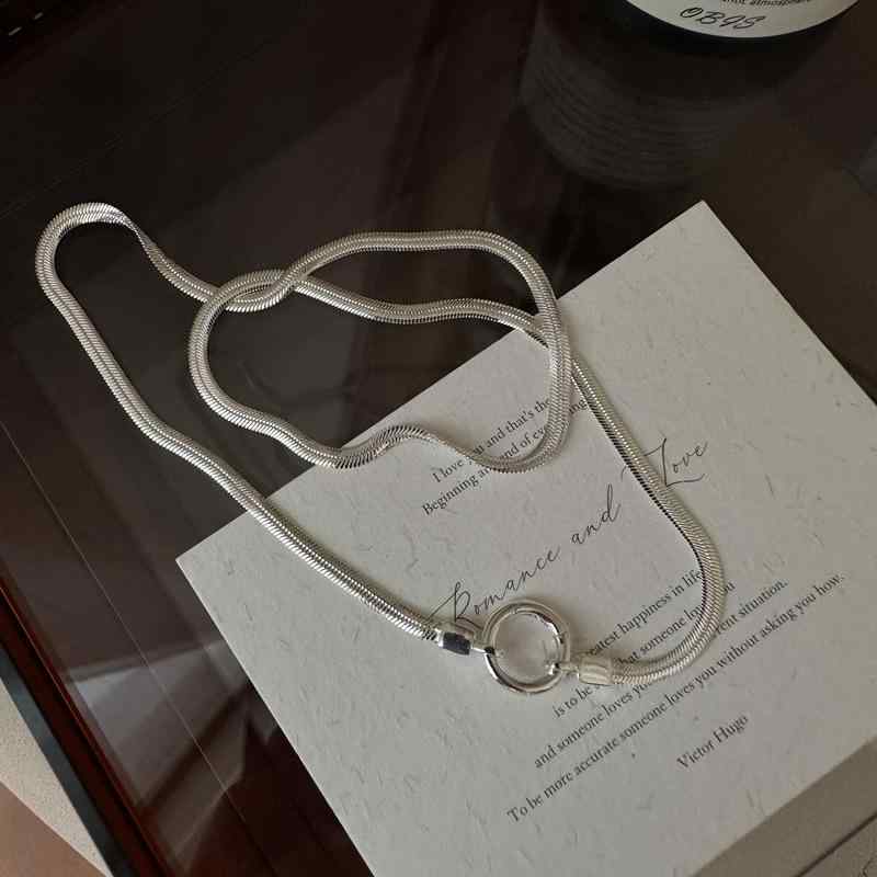 ネックレス 韓国 女性用 シンプル 復古 蛇骨 鎖骨チェーン 銀製 アクセサリー 細身 普段使い 華奢 スタイリッシュ レイヤード シルバー アクセント ジュエリー