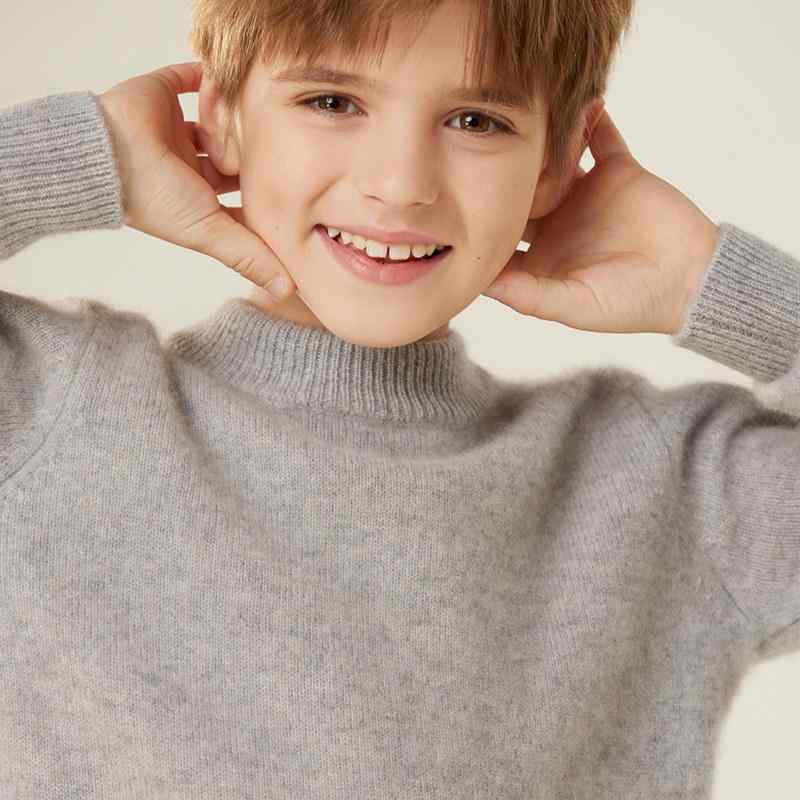 編み物プルオーバー ちびっ子用 秋冬 二分の一タートルネック カシミール 無地 ティーシャツ 朦々たる 情の籠もった ベースレイヤー 絨毛 保温性 ユニ一発やる 中大大きさ トップス 普段使い