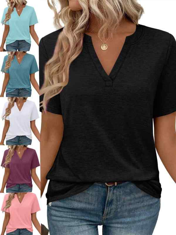 Tシャツ 女性用 春夏 トップス 短袖 Vネック 色 スリムフィット 軽量 吸湿速乾 通勤 普段使い カジュアル ブラック ホワイト ピンク系 アイボリー 伸縮性 接触冷感 ビッグシルエット ハイウエスト対応 再生繊維 デニム調 コットン混