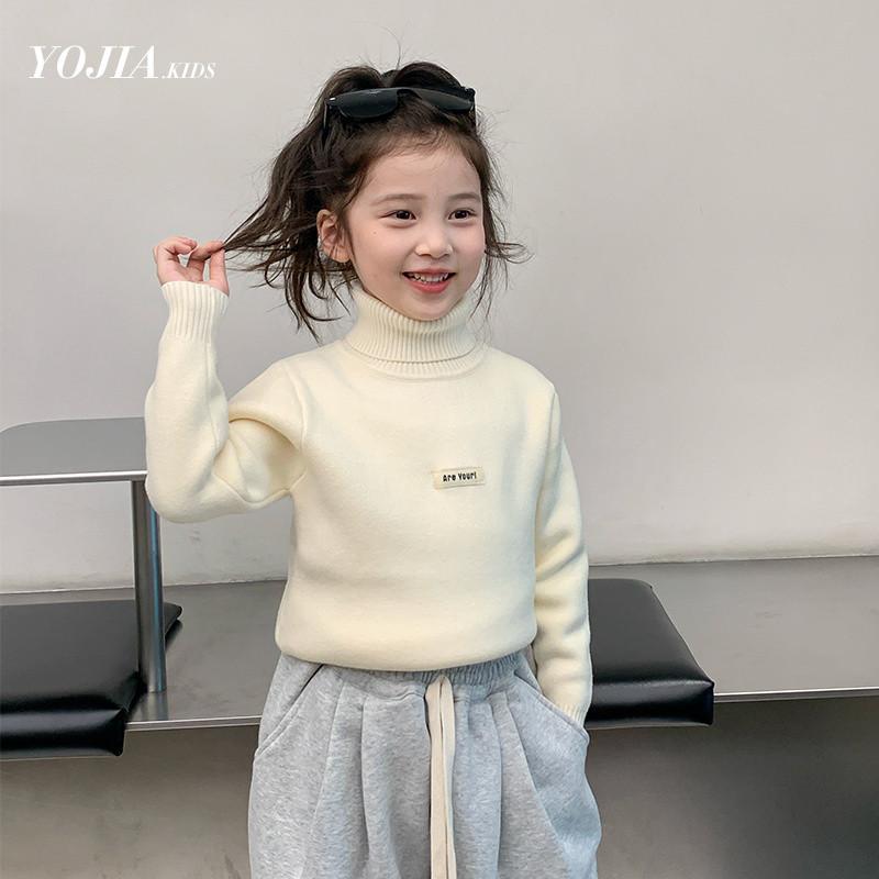 女児 秋冬 ハイネック ニットセーター 厚手 暖か トップス インナー 伸縮性 柔らかい 素材