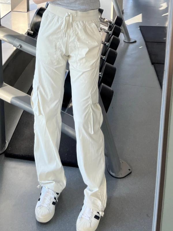 レディース カーゴパンツ 夏用 ハイウエスト 薄手 通気性 スリム カジュアル スポーツ ゴムウエスト ロング丈 多ポケット 軽量 伸縮性 普段使い アウトドア