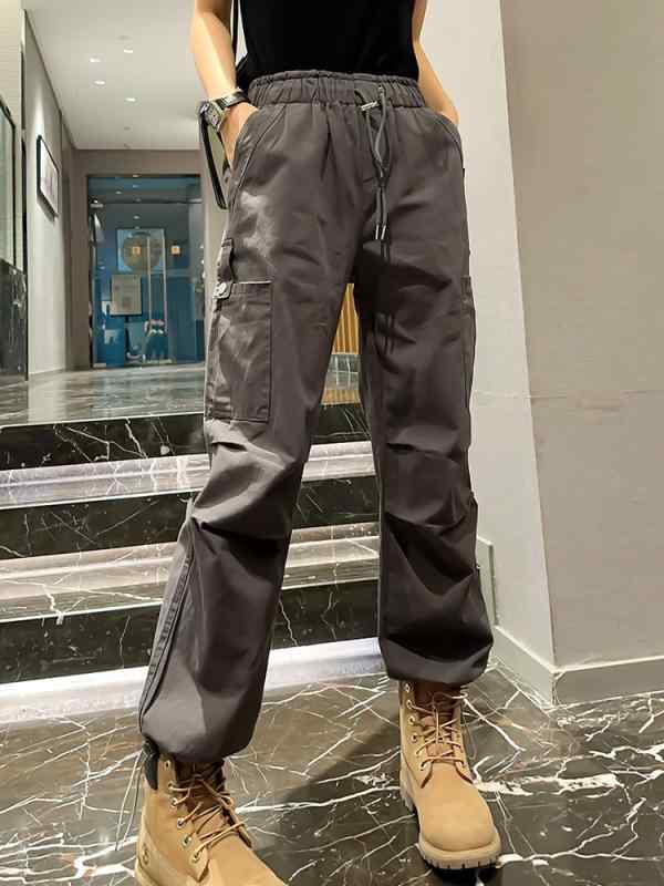 レディース ワークパンツ 秋冬 ハイウエスト テーパードレッグ ワイドレッグ ロングパンツ カジュアル スポーツ 普段使い 小柄対応 軽量 伸縮性 コットン 素材 ブラック グレー ベージュ