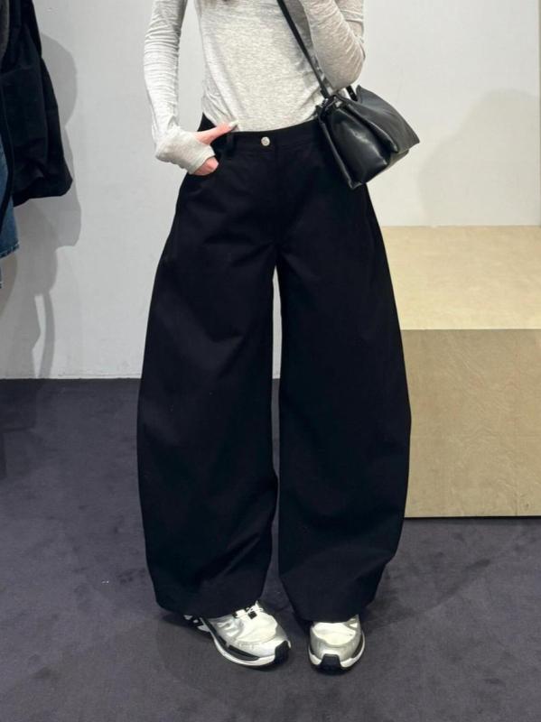 パンツ メンズ 黒 筒型 ゆったり 弧形 ロング デニム ストレッチ 軽量 コットン 混紡 春夏 カジュアル 普段使い 通勤 通学 ビッグシルエット ゆったりフィット 快適 吸湿速乾 動きやすい デイリーウェア