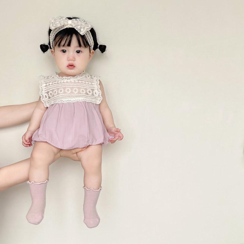 ベビー 女の子 ロンパース 夏用 無袖 プリンセス 柄 薄手 コットン 素材 かわいい デザイン 通気性 吸湿速乾 軽量 伸縮性 部屋着 普段使い