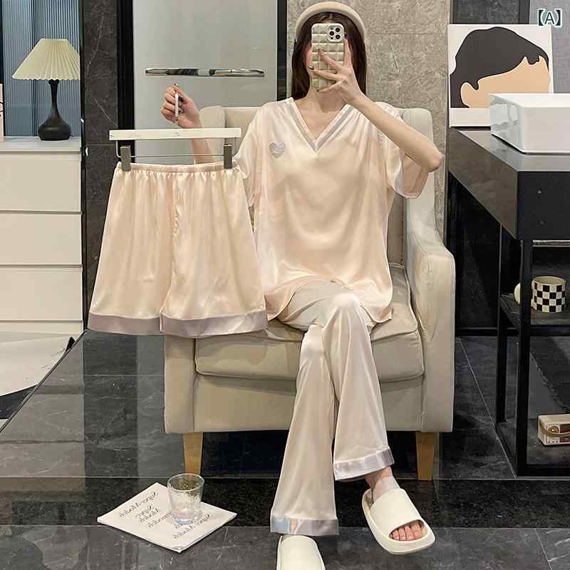 婦人服 薄手 パジャマ 冷感 パジャマ レディース 夏 半袖 薄手 スリーピーススーツ 外でも 着用 可能 大きいサイズ 涼しい 春秋 ホームウェア