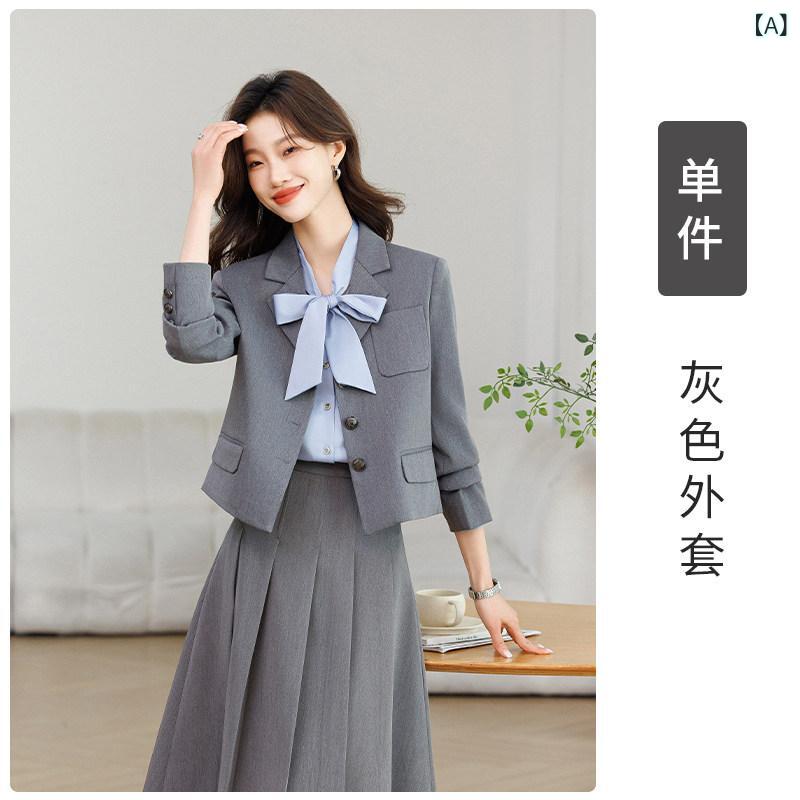 背広 上衣 レディース 心地好い 薄墨色の 背広 上衣 2025 春 小っちゃいな お姉さん 通い 拝謁 着付ける スコート レディースファッション-コート・ジャケット