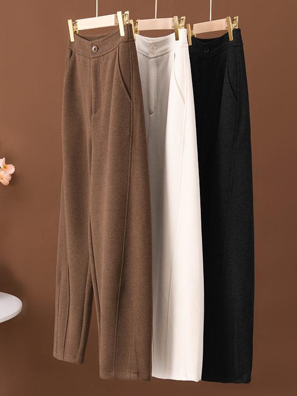 パンツ 女性用 秋冬 高級感 ウール混 ハイウエスト テーパード 暖か ゆったり 吸湿性 ストレッチ ベージュ系 グレー系 ブラック 普段使い 通勤 軽量 切り替え ビッグシルエット 快適|リバーパディ
