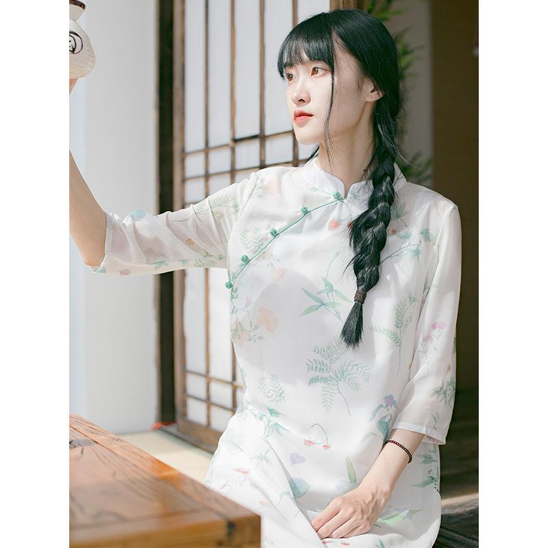 春夏 衣装 成人女性用 口さかしい 生新しい 刷り上げる 花柄 窈窕たる か細い ロング丈 レトロ 太陽面爆発 綿織物 交ぜ合わせる 吸湿速乾 伸縮性 通い 普段使い走り 心地好い
