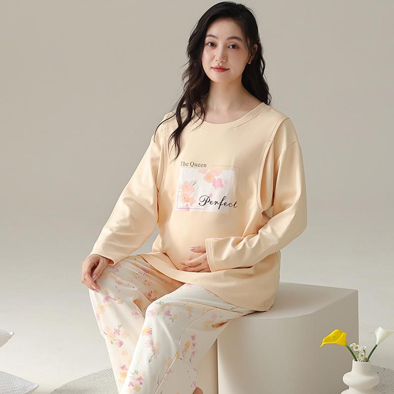 マタニティ 服 妊婦 寝間着 春夏 棉 セット 授乳 服 哺乳 ホームウェア 柔らかい 肌触り 通気性 吸湿性 部屋着 ゆったり シルエット 伸縮性 軽量