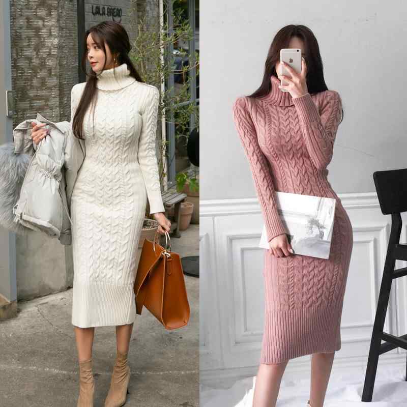 ワンピース レディース 春夏 秋冬 韓国 ファッション セクシー 高領 スリムフィット 包臀 ロング丈 膝下丈 お姫様スタイル 修身 コットン混 ストレッチ素材 ハイネック ボディコン 女性用 秋冬向け 軽量 通勤 デート 普段使い ブラック ネイ