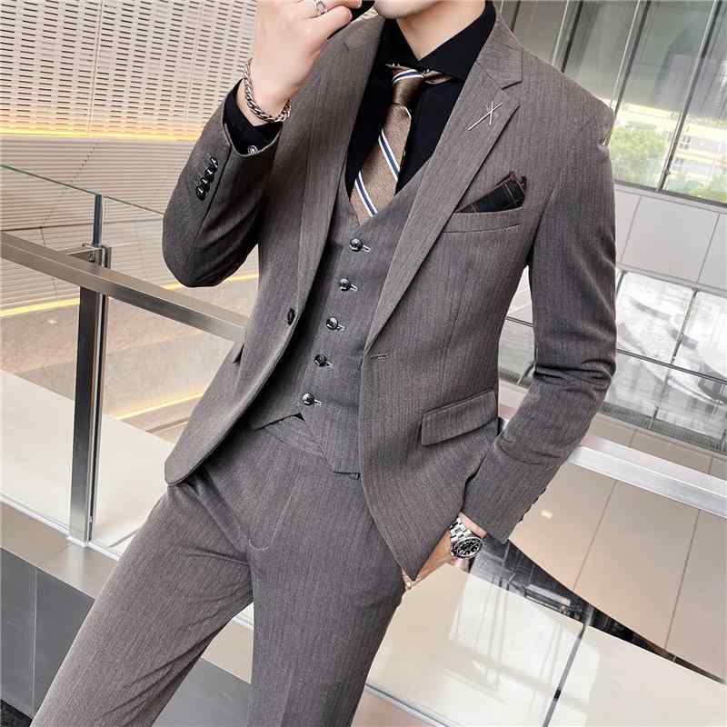 メンズ スーツセット ビジネス 西装 三着組 ファッション シングルボタン 新郎服 伴郎服 通勤用 フォーマル ウール調 スリムフィット ブラック グレー ネイビー 軽量 通年用|リバーパディ