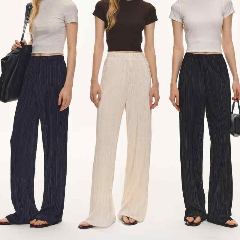 レディース プレーツ ロングズボン下 冷やりとした 清清しい 軽さ エアリー か細い成り行き 素っぽんぽん感 好いたらしい 木目細か 薄っぺら 当たること冷感 夏用 通気性 伸縮性 普段使い