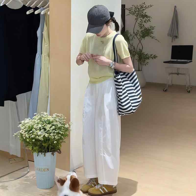 レディース 夏用 当たること冷感 短袖 編み物 トップス 分かりやすい 透け  心地よい 広広とした レッグ ズボン下 2点 仕掛ける 軽さ 吸湿速乾 冷やりとした 普段使い