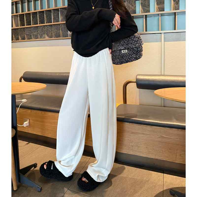 パンツ 女性用 ホワイト ワイドレッグ バナナパンツ 春夏 接触冷感 ゆったり ドレープ カジュアル 再生繊維 ロング丈 軽量 吸湿速乾 普段使い