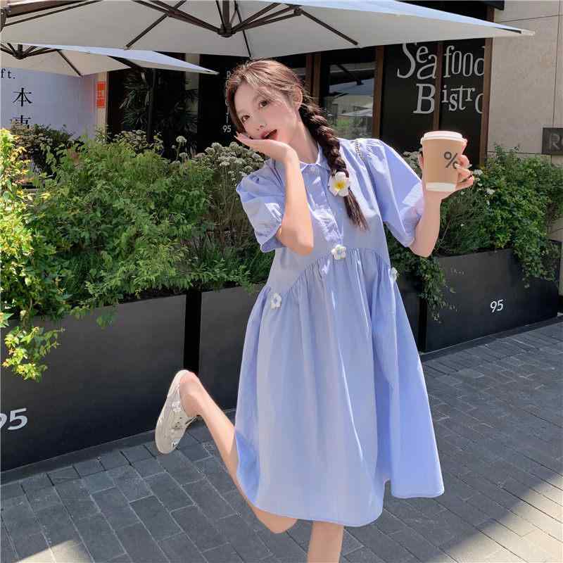 衣裳 レディース 夏 フレンチプルオーバー 表現スタイル 青碧 ゆったり 伸び伸びする 愛くるしい 御召しもの 相応う 軽さ 綿織物混 膝丈 袖なし 心地よい 日常使い走り