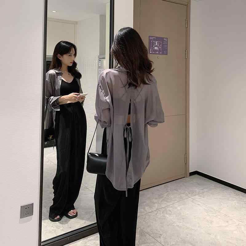 レディース プルオーバー 夏用 UV撥ねのける 薄墨色 生まれ変わり衣料繊維 通気性 アウター 厚地の外套  透け感 軽さ 吸湿速乾 出で立つ着