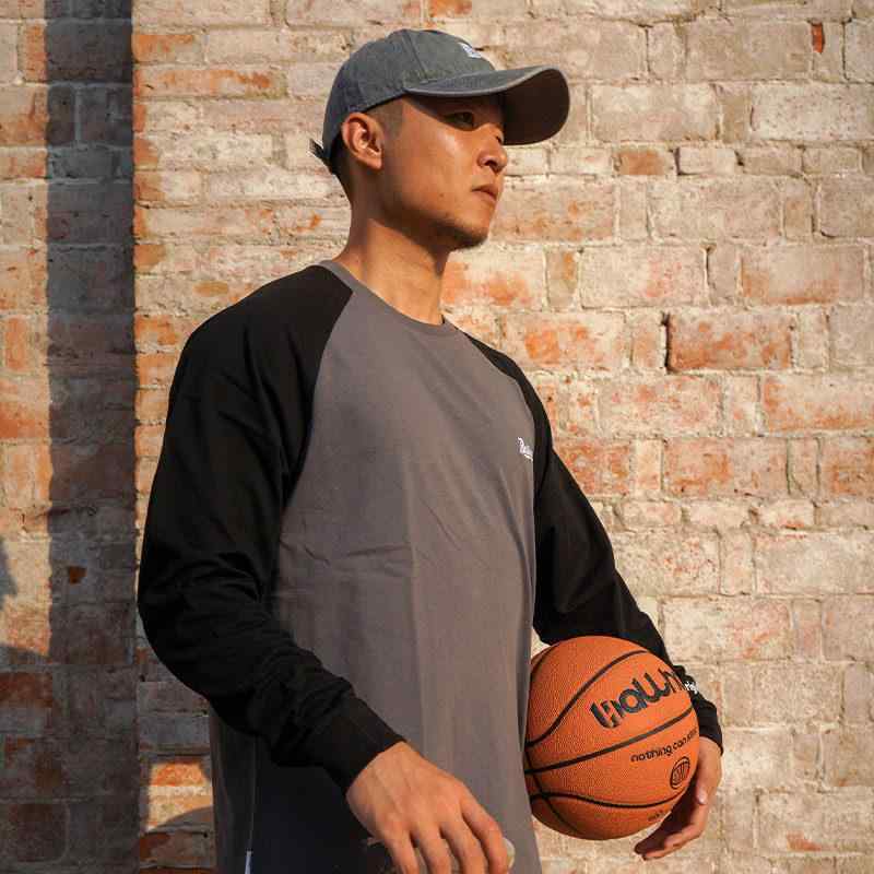 メンズ Tシャツ 秋冬 長袖 配色 クルーネック 綿 スポーツ バスケット 吸汗 フィットネス トップス 日常使い ストレッチ