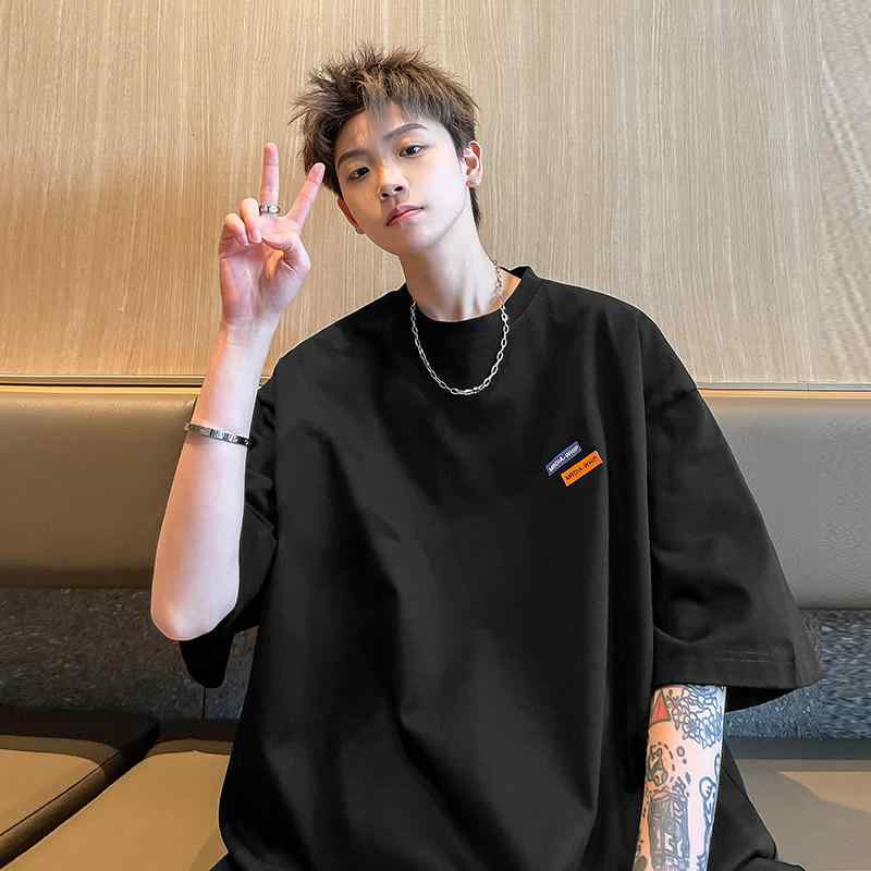 Tシャツ メンズ 夏用 七分袖 綿素材 厚手 縫製 小さめネック アメリカンスタイル 正肩 トップス 男性用 半袖 コットン 肘丈 普段使い 軽量 通勤 通年 吸湿速乾