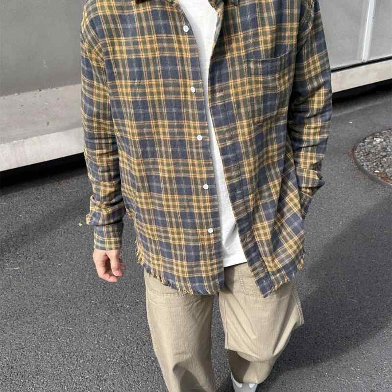 チェック柄 フランネル 長袖シャツ フリンジ アウター 通勤 カジュアル レトロ アメリカンスタイル メンズ レディース 秋冬 コットン混 暖か 日常使い