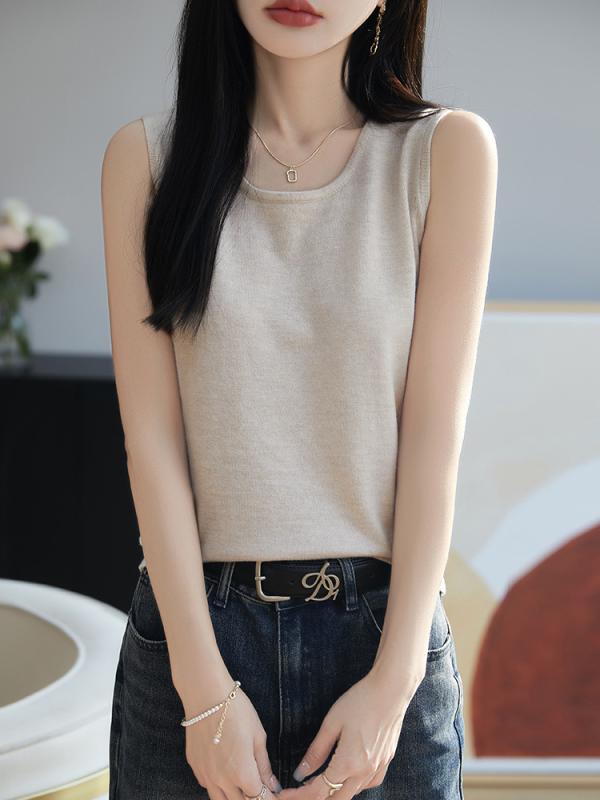 ニット トップス レディース 無袖 吊り下げ 背中開き 羊毛 春早 早春 インナー シャツ ブラウス ジャケット 下着 シャツ ウール 素材 軽量 暖か 伸縮性 ビッグシルエット Vネック ブラック グレー ピンク系 アイボリー 春夏 秋冬 通勤用
