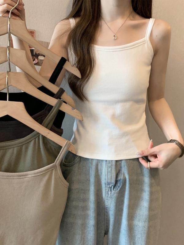 キャミソール レディース 女性用 夏 春夏 白色 綿素材 軽量 伸縮性 接触冷感 切り替え ハイネック 肩細め ビッグシルエット 通勤用 普段使い 部屋着 インナー トップス シャツ ブラウス 副乳カバー 胸パッド内蔵 吸湿速乾 ラウンドネック