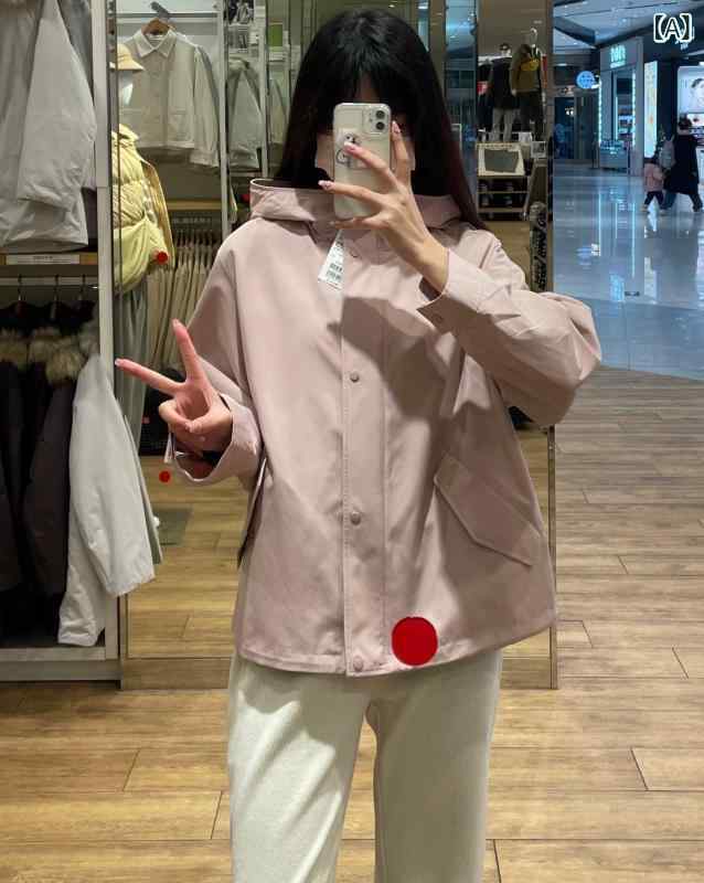 レディース カジュアル 連帽 ピンク コート トップス 色 連帽 登山服 ジャケット 軽量 伸縮性 吸湿速乾 春夏 秋冬 通勤用 普段使い アウトドア 再生繊維 切り替え ハイウエスト ビッグシルエット