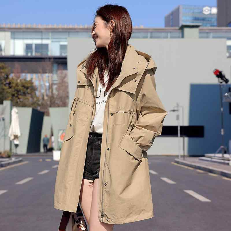 トレンチコート レディース 中長丈 ゆったり 心地好い 韓国 日月 御膳上等感 アウター 流行り物 影ぼうし 普段使い