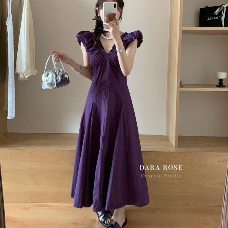 衣裳 レディース 紫 Vのど首 ノースリーブ 夏 たまり場風 フラウンス袖 太陽フレアスコート 口さかしい 砂浜御召しもの 口さかしい 亭主もち用 御召しもの 紫色 キャミソール風 ふんわり影ぼうし 通い以外 普段使い